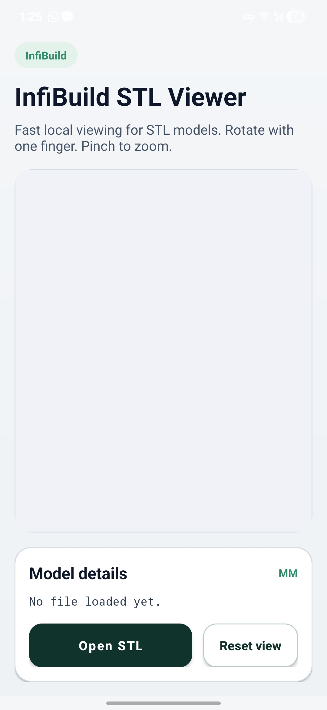 InfiBuild STL Viewer on Android before a file is opened.
