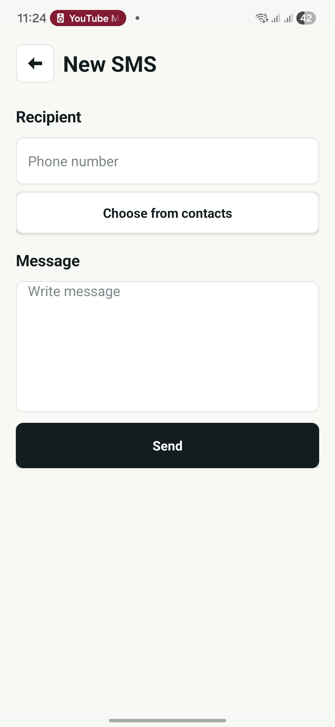 Just SMS Android conversation list screen.